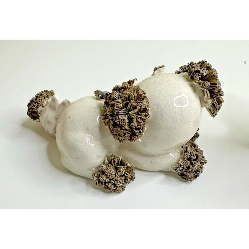 Lefton Spaghetti Ceramic Dog Vintage Set 2 Bee Toothache Boo Boo Tail Set 2